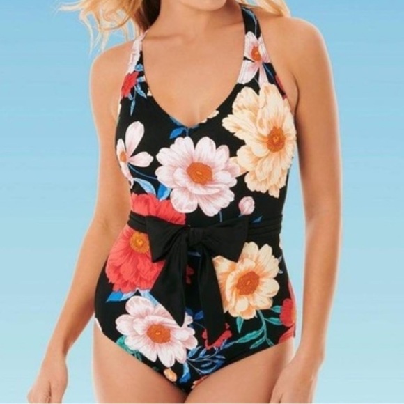 NWT Dreamsuit by Miracle Brands One Piece Swim Suit Floral Size 12 - Picture 1 of 8